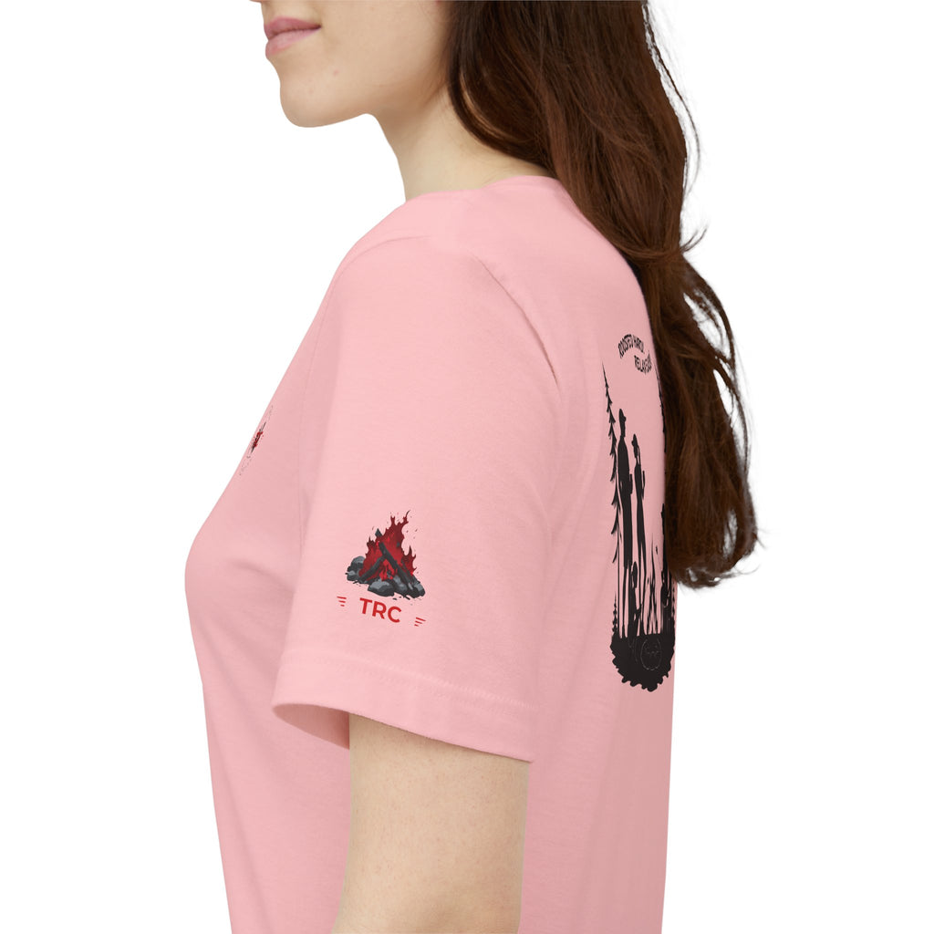 Camping Crew Graphic Tee — "Roosted Happy, Relax Easy" Outdoor Family T-Shirt