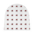 Baby Beanie — All-Over Print Red & Black Crest Pattern Newborn Hat