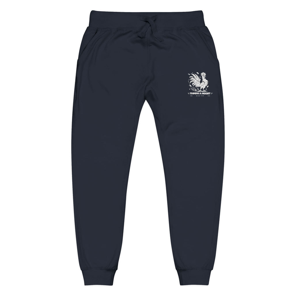 Embroidered Lion Crest Sweatpants — Navy Fleece Joggers