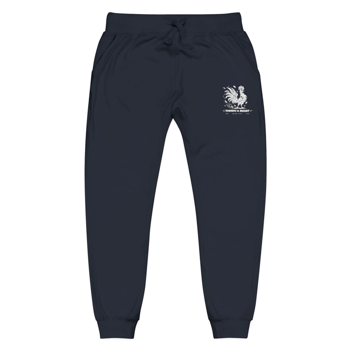 Embroidered Lion Crest Sweatpants — Navy Fleece Joggers