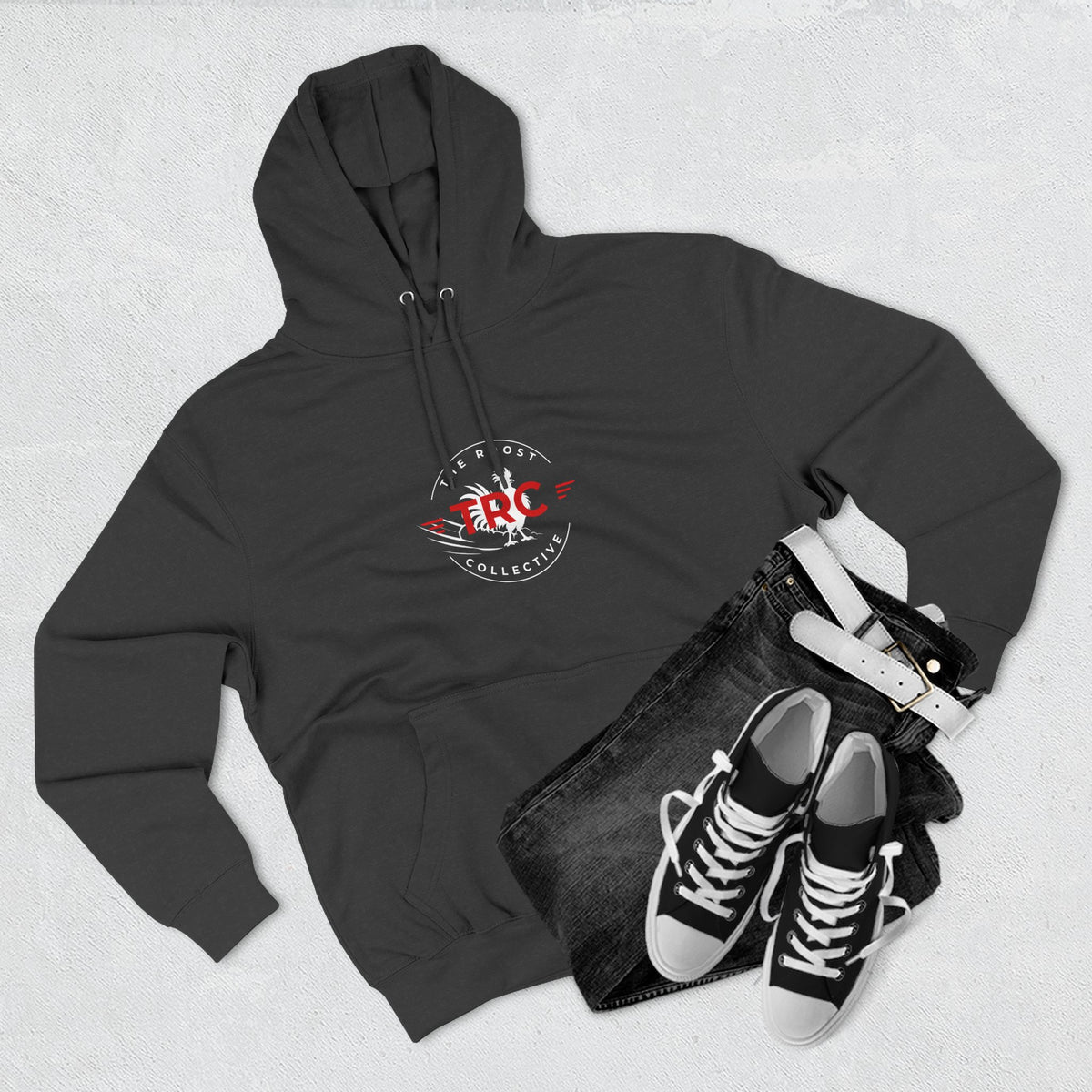 Rooster 'Throw a Roost' Graphic Hoodie — Bold Farmhouse Hen Design