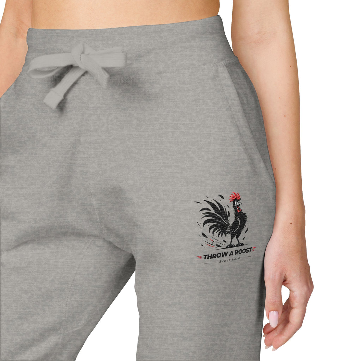 Embroidered Rooster Fleece Sweatpants — Cozy Casual Loungewear
