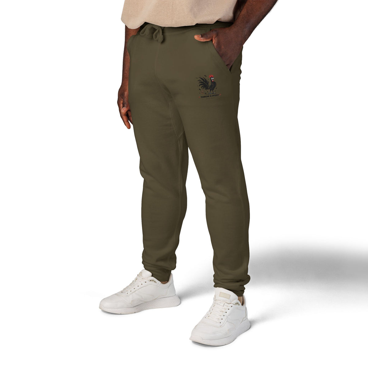Embroidered Rooster Fleece Sweatpants — Cozy Casual Loungewear
