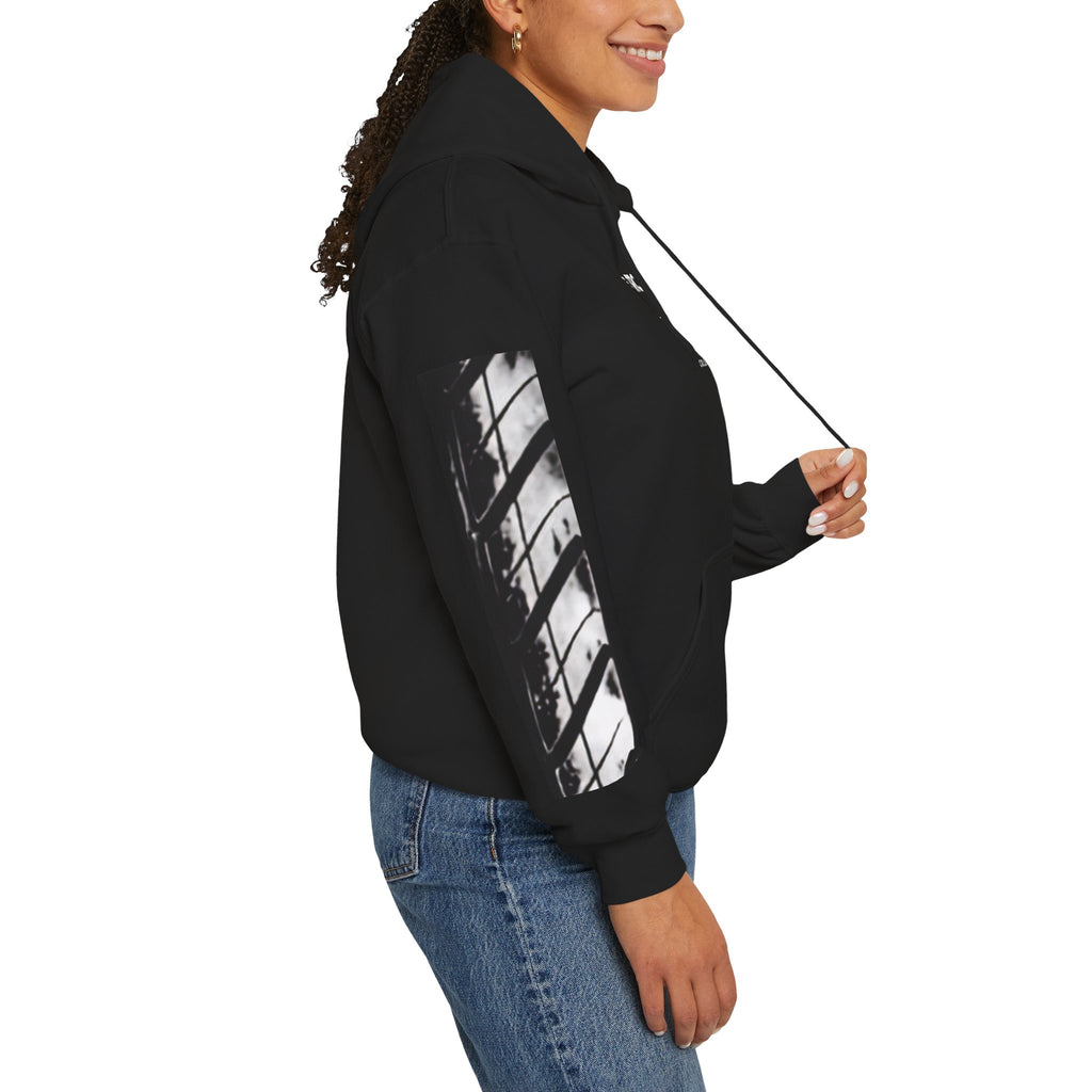 Roost Collective 'Mud Roost Crew' Graphic Hoodie — Black Pullover with Sleeve Art