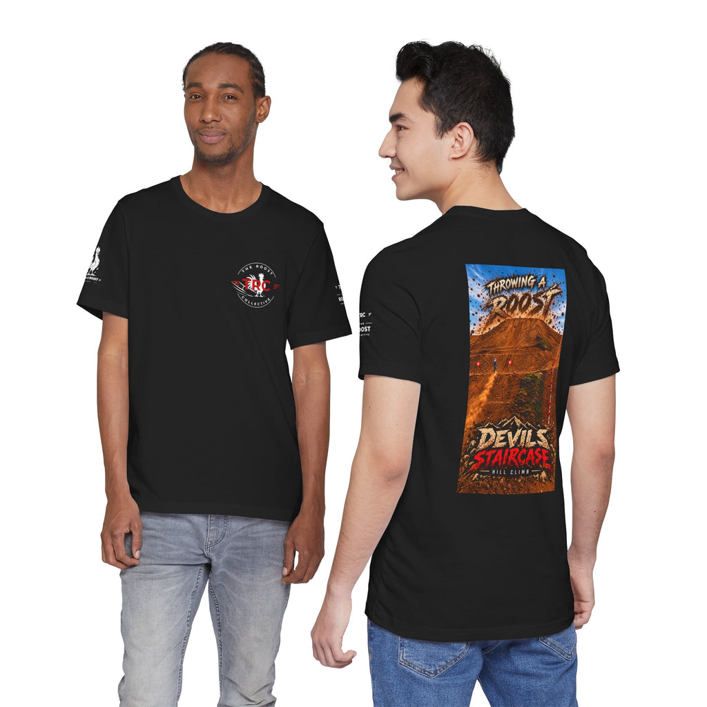 Devil Staircase Mountain Bike Tee — "Throwing a Roost" MTB Graphic Shirt
