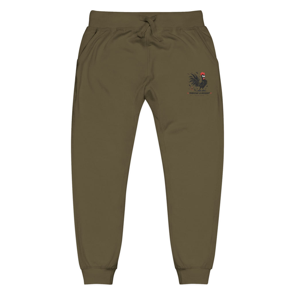 Embroidered Rooster Fleece Sweatpants — Cozy Casual Loungewear