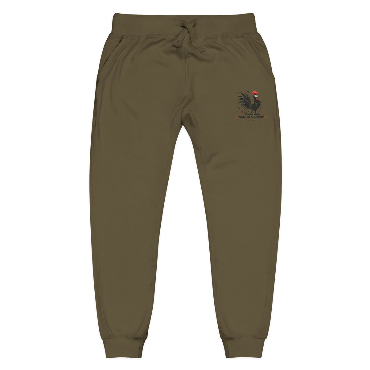 Embroidered Rooster Fleece Sweatpants — Cozy Casual Loungewear