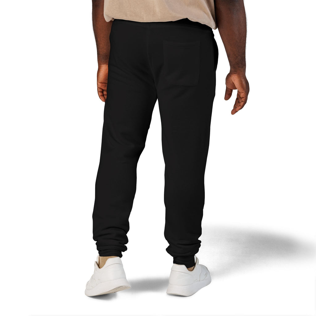 Embroidered Lion Crest Sweatpants — Navy Fleece Joggers