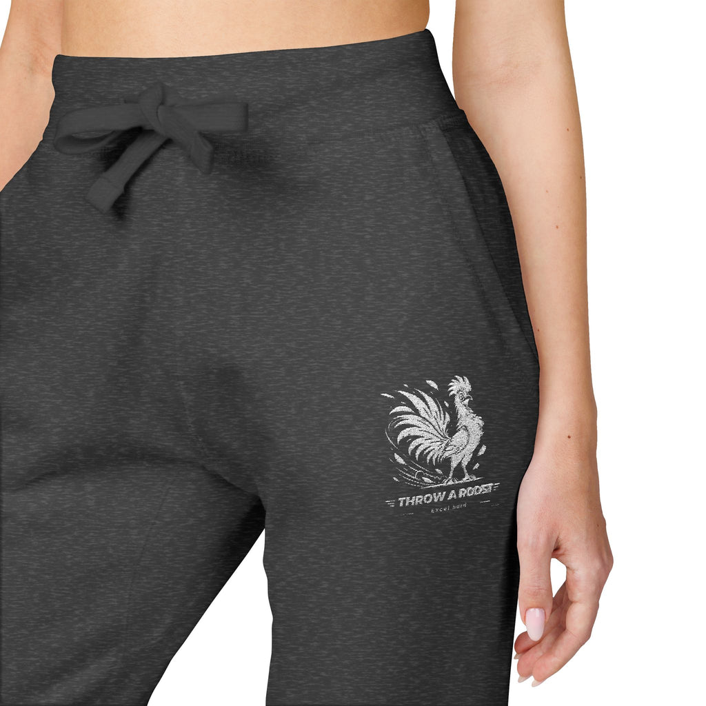 Embroidered Lion Crest Sweatpants — Navy Fleece Joggers