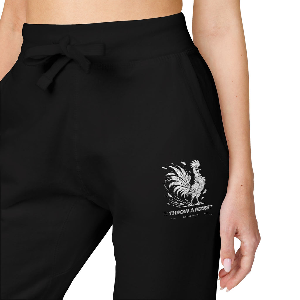 Embroidered Lion Crest Sweatpants — Navy Fleece Joggers