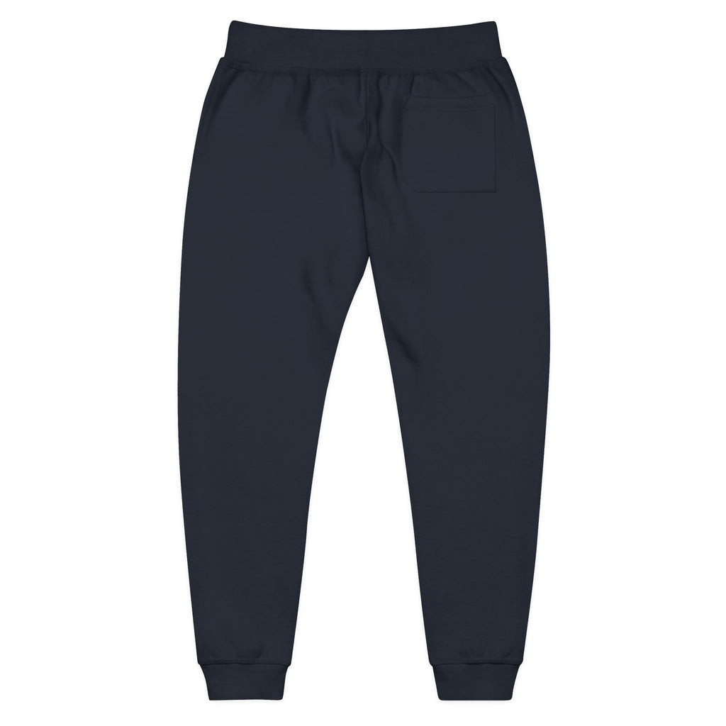 Embroidered Lion Crest Sweatpants — Navy Fleece Joggers