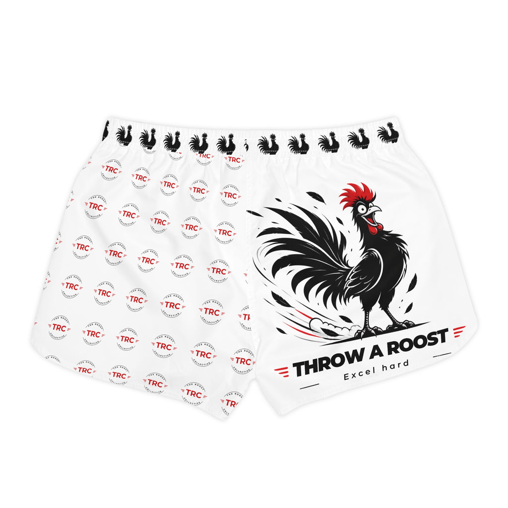 Rooster Graphic Women's Casual Shorts — "Throw a Roost" All-Over Print