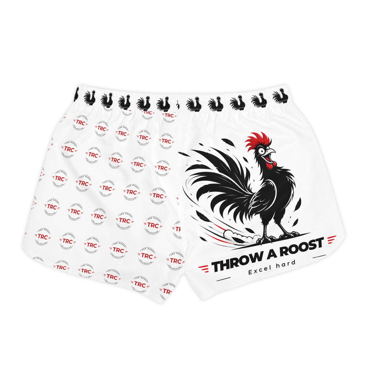 Rooster Graphic Women's Casual Shorts — "Throw a Roost" All-Over Print