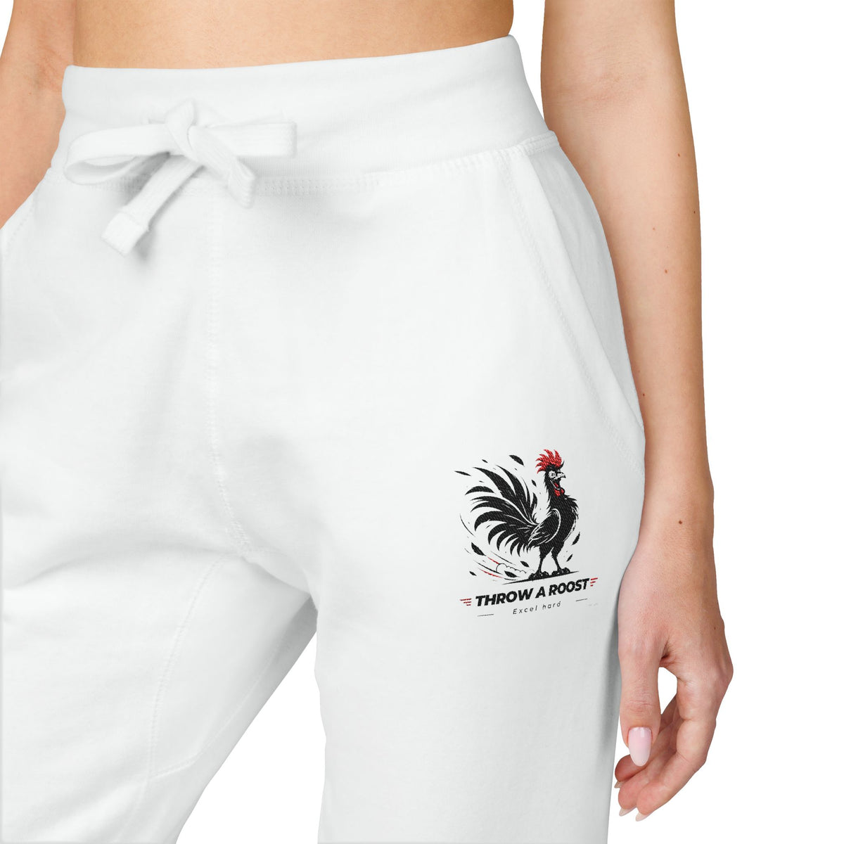 Embroidered Rooster Fleece Sweatpants — Cozy Casual Loungewear