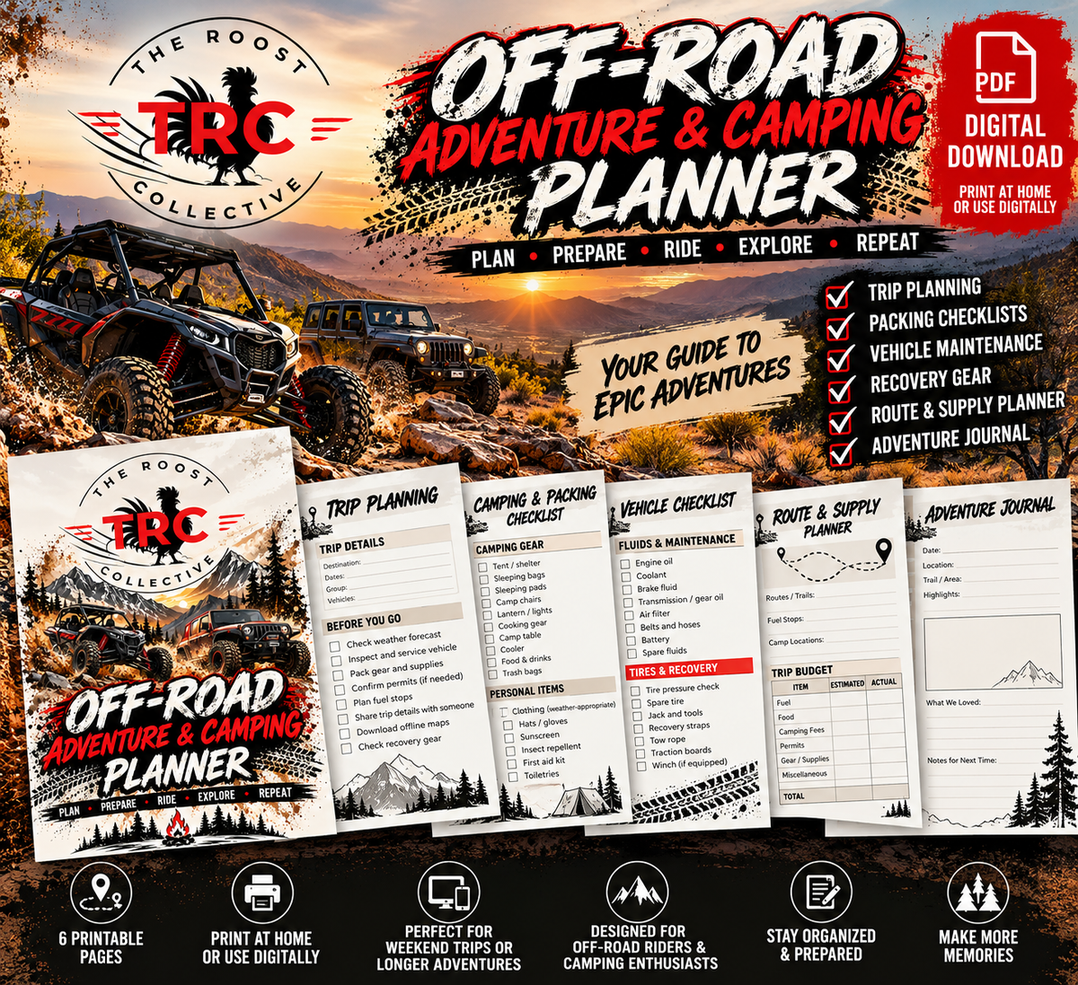 The Roost Collective Off-Road Camping Planner - Printable PDF